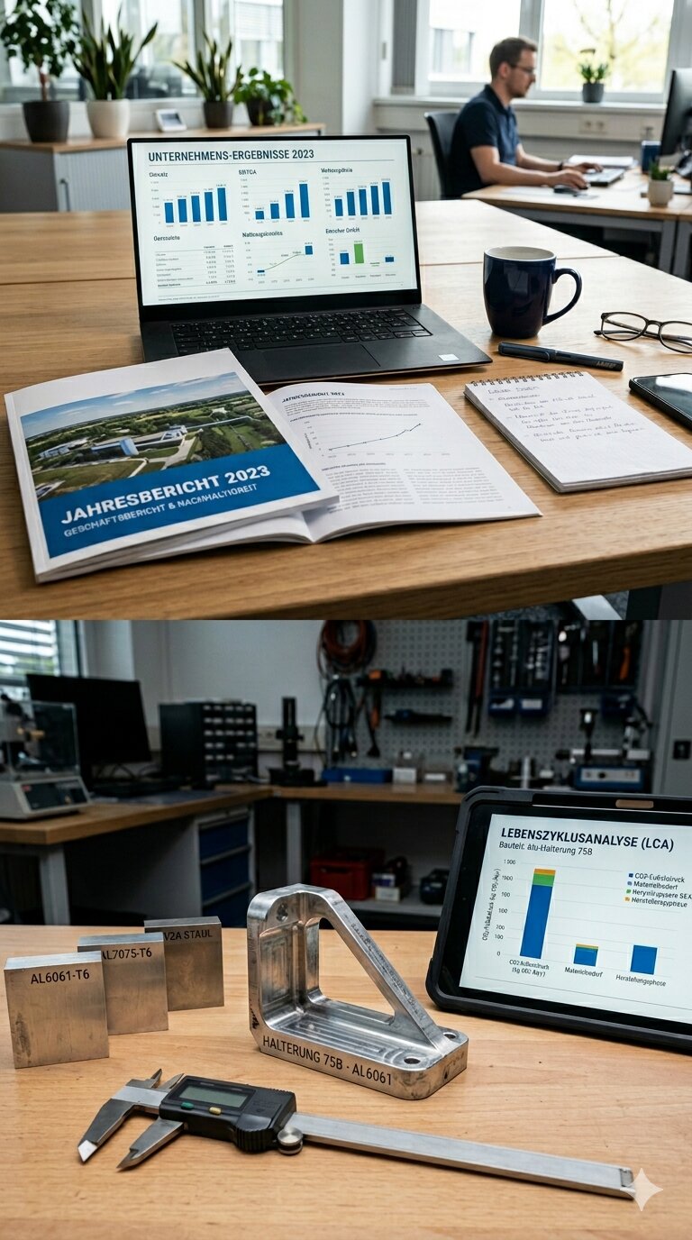 CCF-PCF Vergleich Corporate Carbon Footprint und Product Carbon Footprint: Jahresebene vs. Produktlebenszyklus, KI-generiert