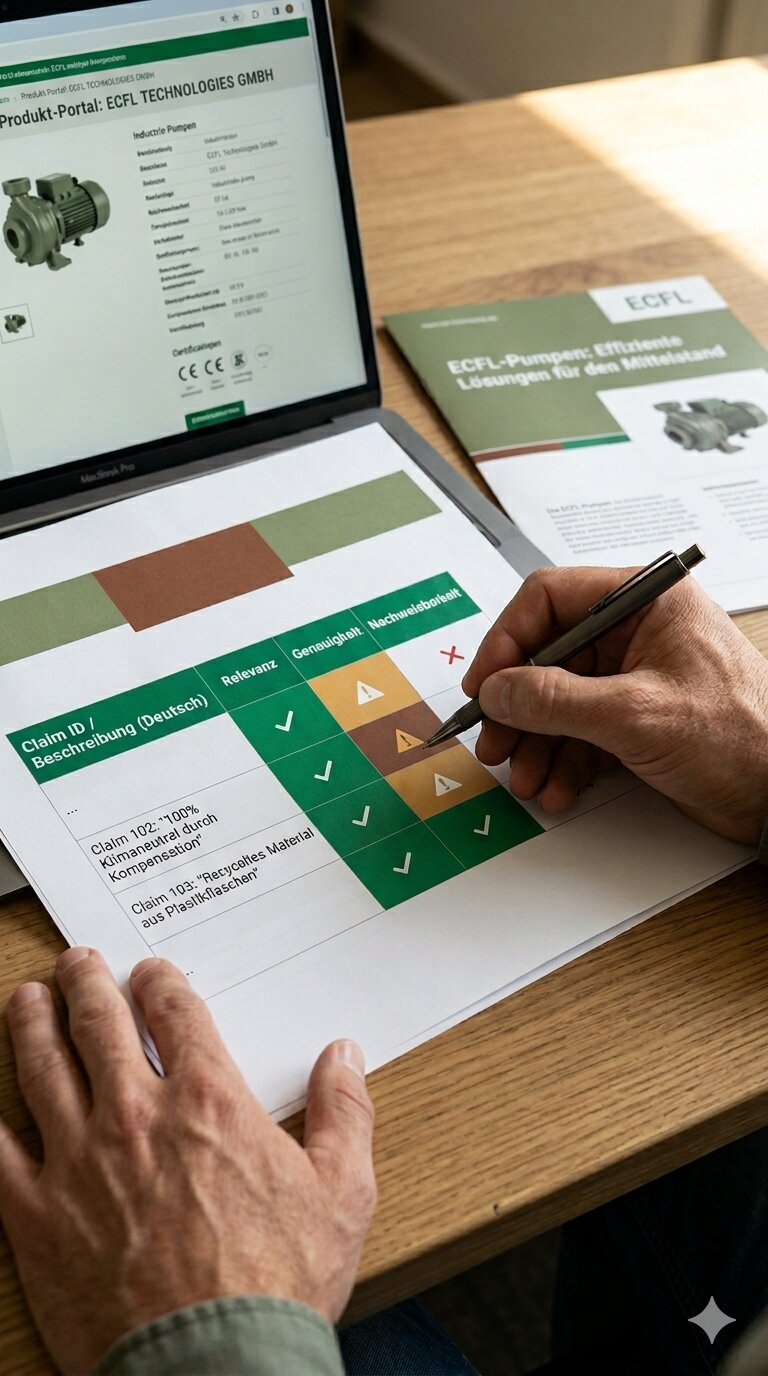 Claims-Audit: Checkliste und Evidenzprüfung für Nachhaltigkeitsaussagen; KI-generiert